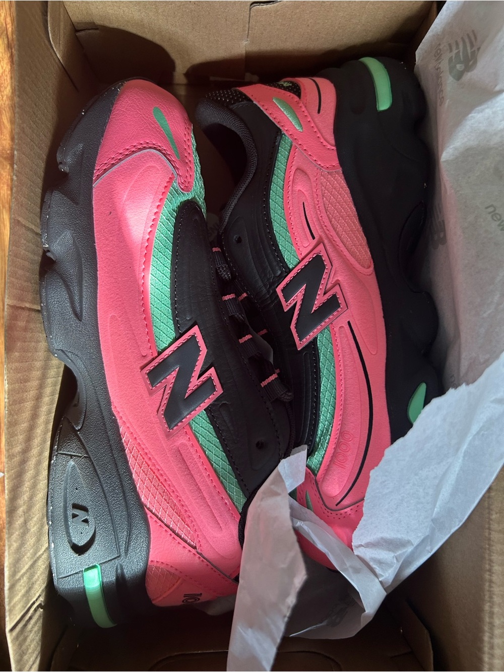 New Balance Kids Black, Pink & Green Athletic Sneakers